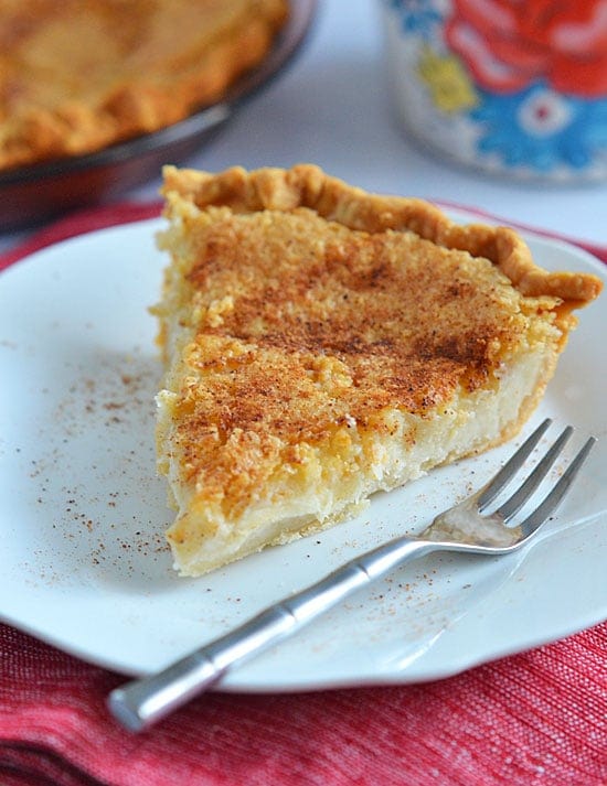 Sugar Cream Pie is sweet and creamy and is accented with the rich flavors of vanilla and nutmeg. It's the perfect fall pie, and it is so easy to make!