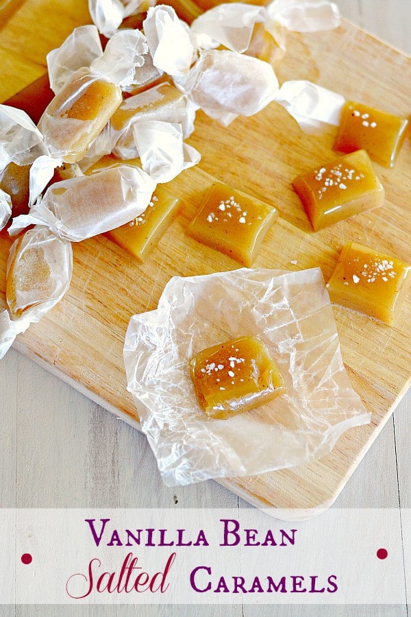 Vanilla Bean Salted Caramels - Sweet, salty, chewy and dotted with tiny vanilla bean flecks - the store bought stuff has nothing on these!