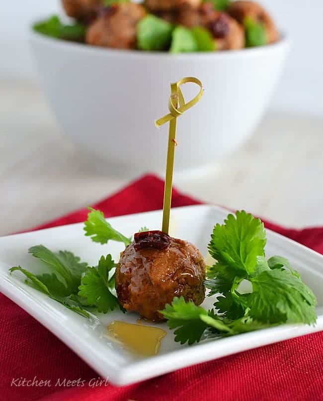 Honey-Chipotle Meatballs from Kitchen Meets Girl #recipe #appetizer
