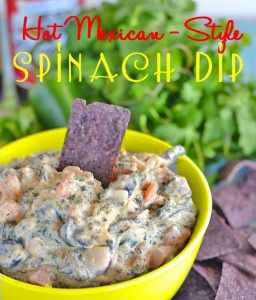 Hot Mexican Style Spinach Dip - jazz up spinach dip with Mexican flavors - it's a total crowd pleaser! #recipe #appetizers #game night - find the recipe at www.kitchenmeetsgirl.com