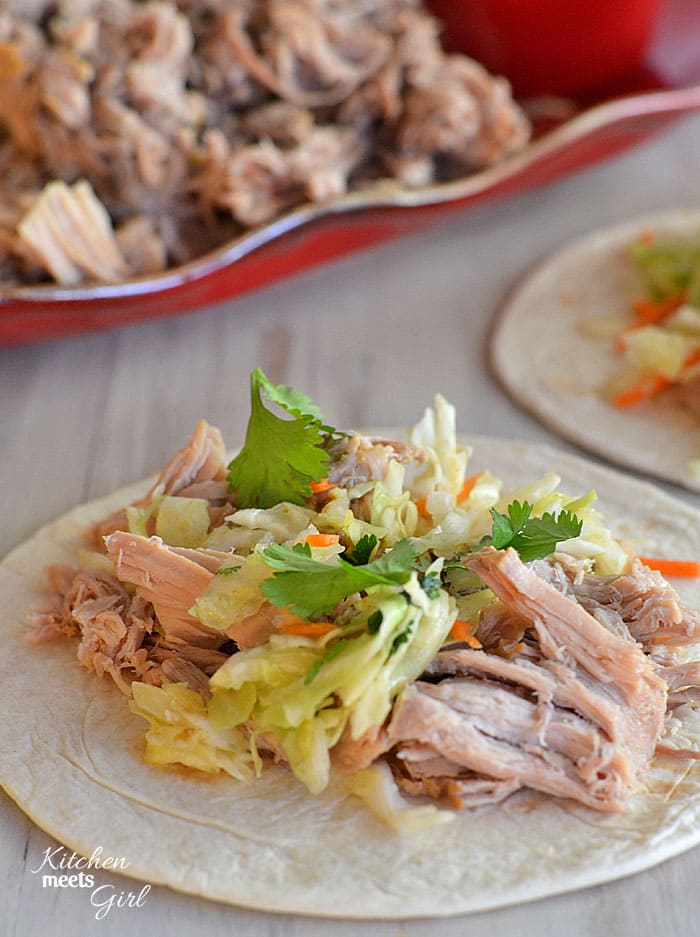 Slow Cooker Pork Tacos with Cilantro-Lime Salsa - start these before work and come home to have dinner ready and waiting!