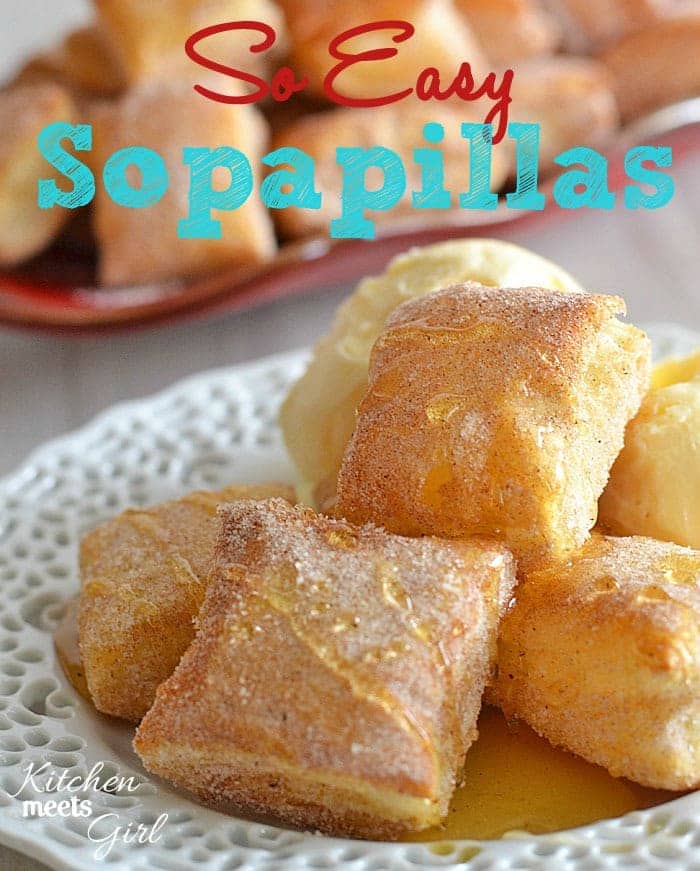 These easy sopapillas need only three ingredients and 15 minutes in the oven. Perfect for Cinco de Mayo! #recipes #cincodemayo