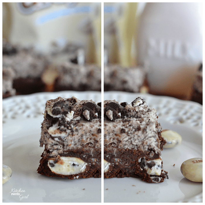 Cookies and Cream Fudge Brownies at www.kitchenmeetsgirl.com - if you use only one base brownie recipe in your life, use this one! #recipes #brownies