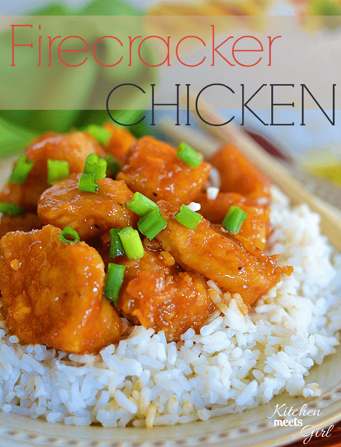 This Firecracker Chicken is the perfect mix of spicy and sweet and beats take-out hands down! #recipe #chicken #rice