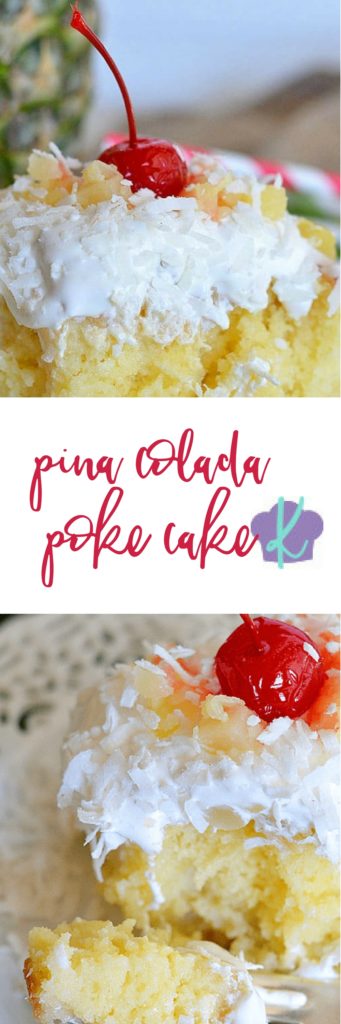 Pina Colada Poke Cake - so SIMPLE to make and absolutely DELICIOUS! #recipe #cake #pineapple #coconut