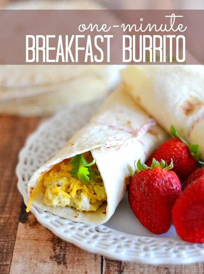 At $1.99 a serving, this one-minute breakfast burrito is healthier and faster than anything than you can grab at the drive-through window! #eggs #breakfast #recipe