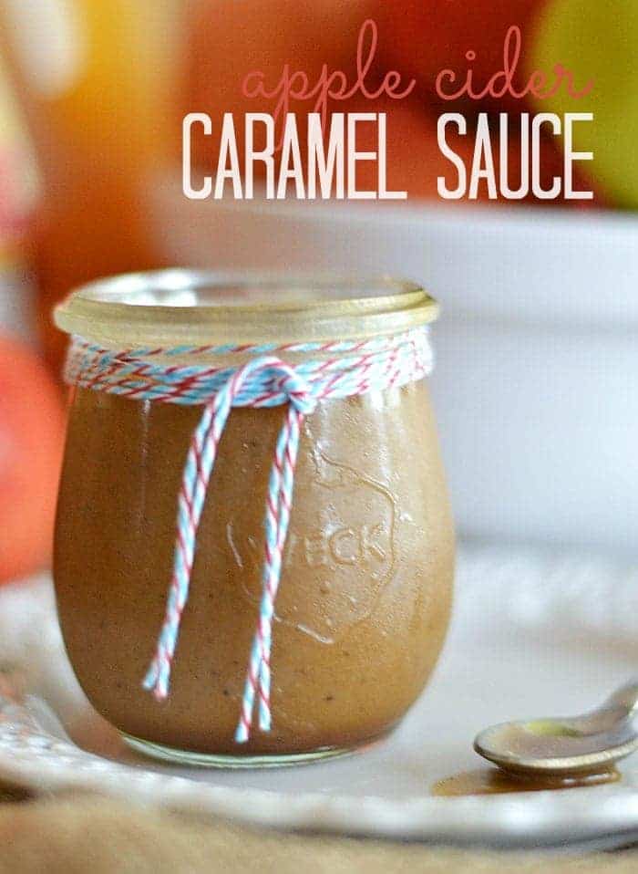 A super easy to make apple cider caramel sauce with vanilla bean flecks - heaven in a jar! Get the recipe at www.kitchenmeetsgirl.com #recipes #apple #caramel