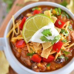 This Chicken Tortilla Soup is full of flavor, is easy to throw together, and is perfect for warming up on a cold night! If you like Mexican flavors, you're going to love this soup!
