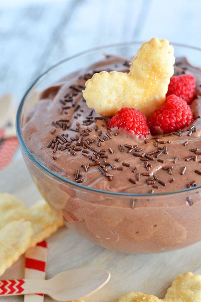 This quick and easy Skinny Devil's Food Cake Batter Dip made with Greek yogurt tastes just like cake batter!