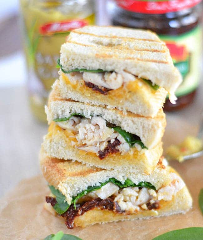 Meet our new favorite weeknight sandwich: this Savory Garlic and Cheddar Chicken Panini. It's ready in just minutes, and uses some of my favorite Mezzetta products!