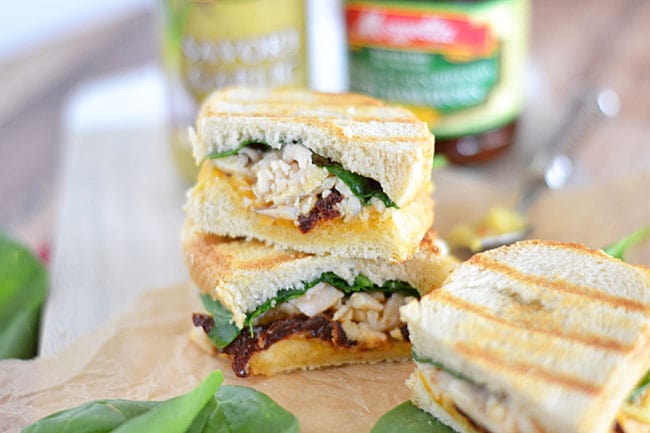 Meet our new favorite weeknight sandwich: this Savory Garlic and Cheddar Chicken Panini. It's ready in just minutes, and uses some of my favorite Mezzetta products!