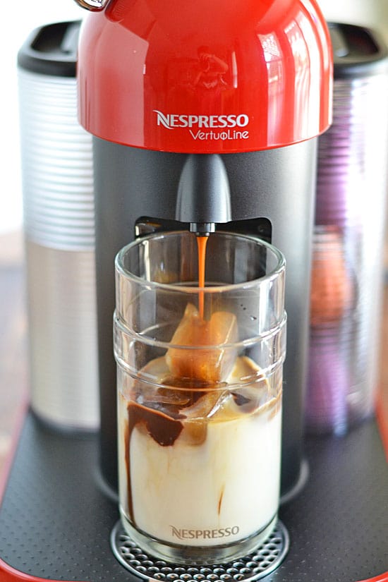 With just the touch of a button, you can have a coffee-house style Coconut Mocha Iced Coffee in just under two minutes. Nespresso's new VertuoLine makes brewing coffee a breeze! 