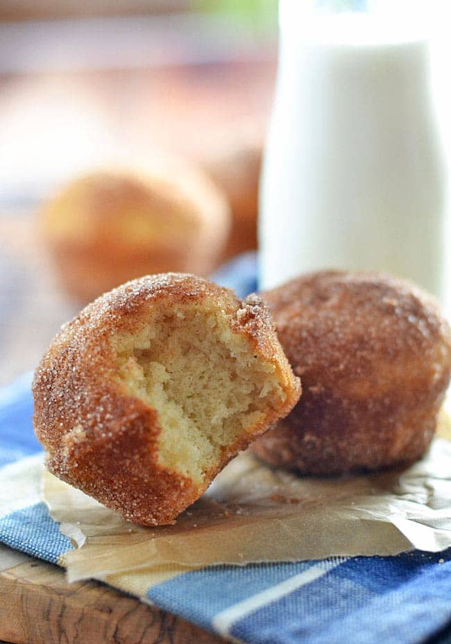 Try these French Breakfast Puffs for your next special breakfast occasion! Tender, fluffy, and rolled in cinnamon-sugar, these little donut-like muffins will be your new favorite breakfast treat.