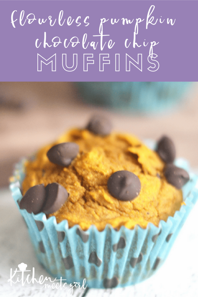 A gluten-free muffin that is packed full of flavor, yet healthy, nutritious and easy to make.  Perfect for grab-and-go, kids and adults alike will love these flourless pumpkin chocolate chip muffins for breakfast, dessert, or even a snack. 