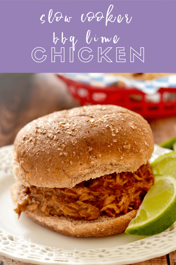 Busy nights coming your way? Let your slow cooker do the work and make these Slow Cooker BBQ Lime Chicken sandwiches - a simple, three ingredient meal that your whole family will love!