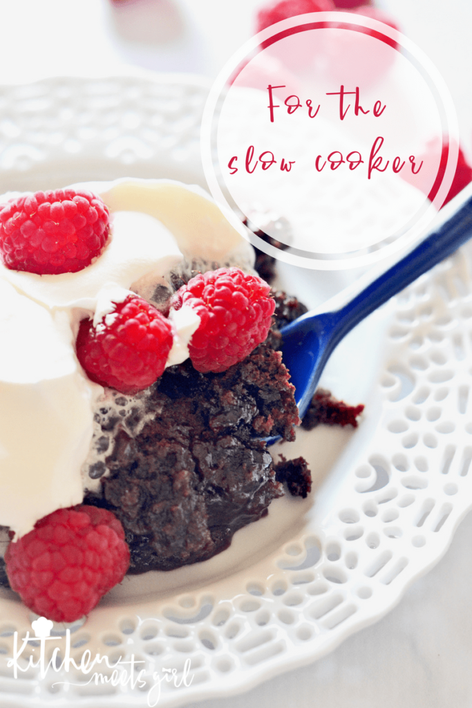 This Slow Cooker Raspberry Hot Fudge Cake is outrageously good – and it couldn’t be any easier to make!  It's perfect for entertaining, or for a special celebration!