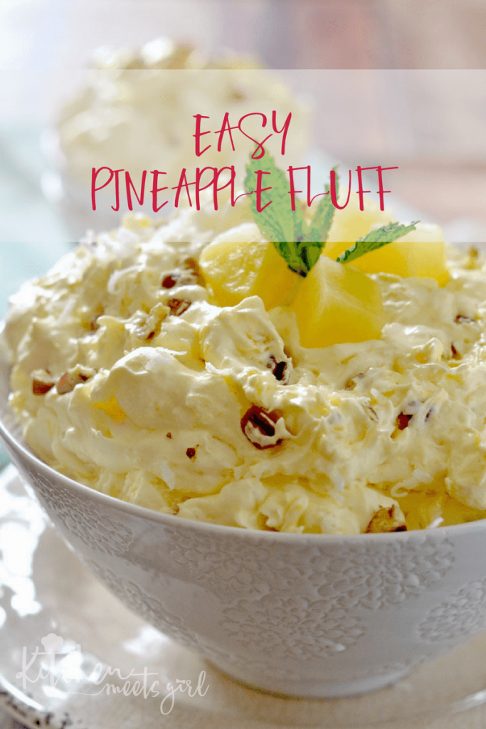 With only a few ingredients, this light and creamy Easy Pineapple Fluff comes together in just a few minutes and is the perfect dessert for spring!