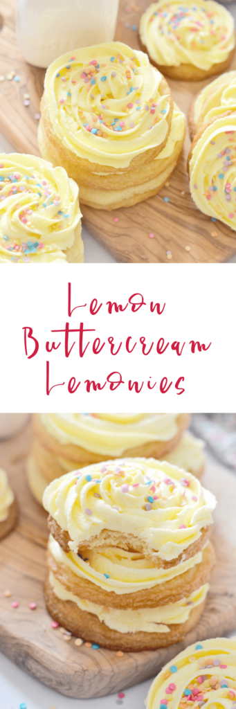These Lemon Buttercream Lemonies are everything you want in a spring cookie: light, refreshing, deliciously tender, and frosted with a buttercream that is bright, fresh, creamy and perfectly lemony.