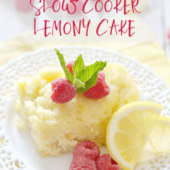 This Slow Cooker Lemony Cake is perfectly is the perfect combination of tangy and sweet.  Serve it warm right out of your slow cooker - you can garnish it with whipped cream and berries, but it's just as tasty on its own! 