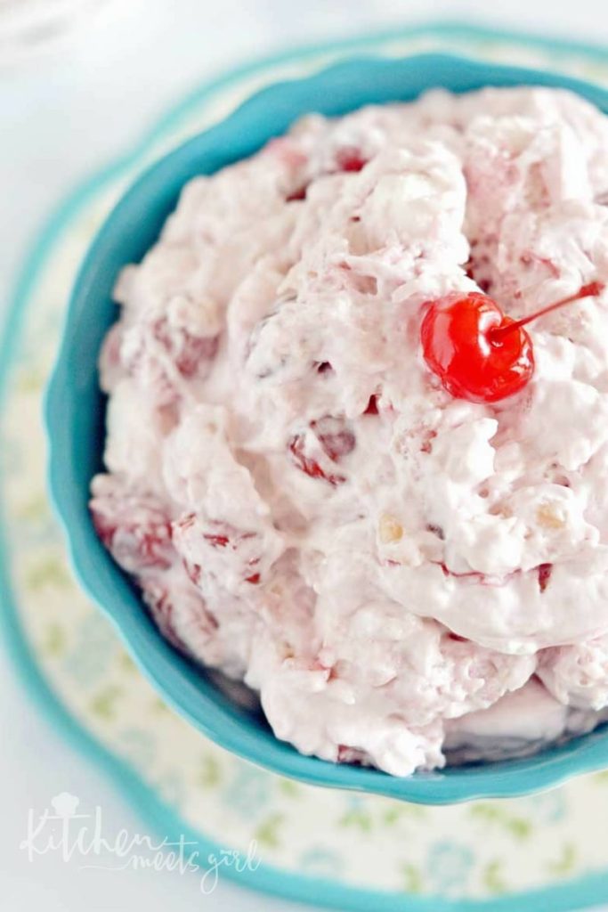 Easy Cherry Fluff is a sweet and pretty dessert that is perfect any time of year, and it always gets rave reviews. The best part? It's super easy - just dump, stir, and eat!