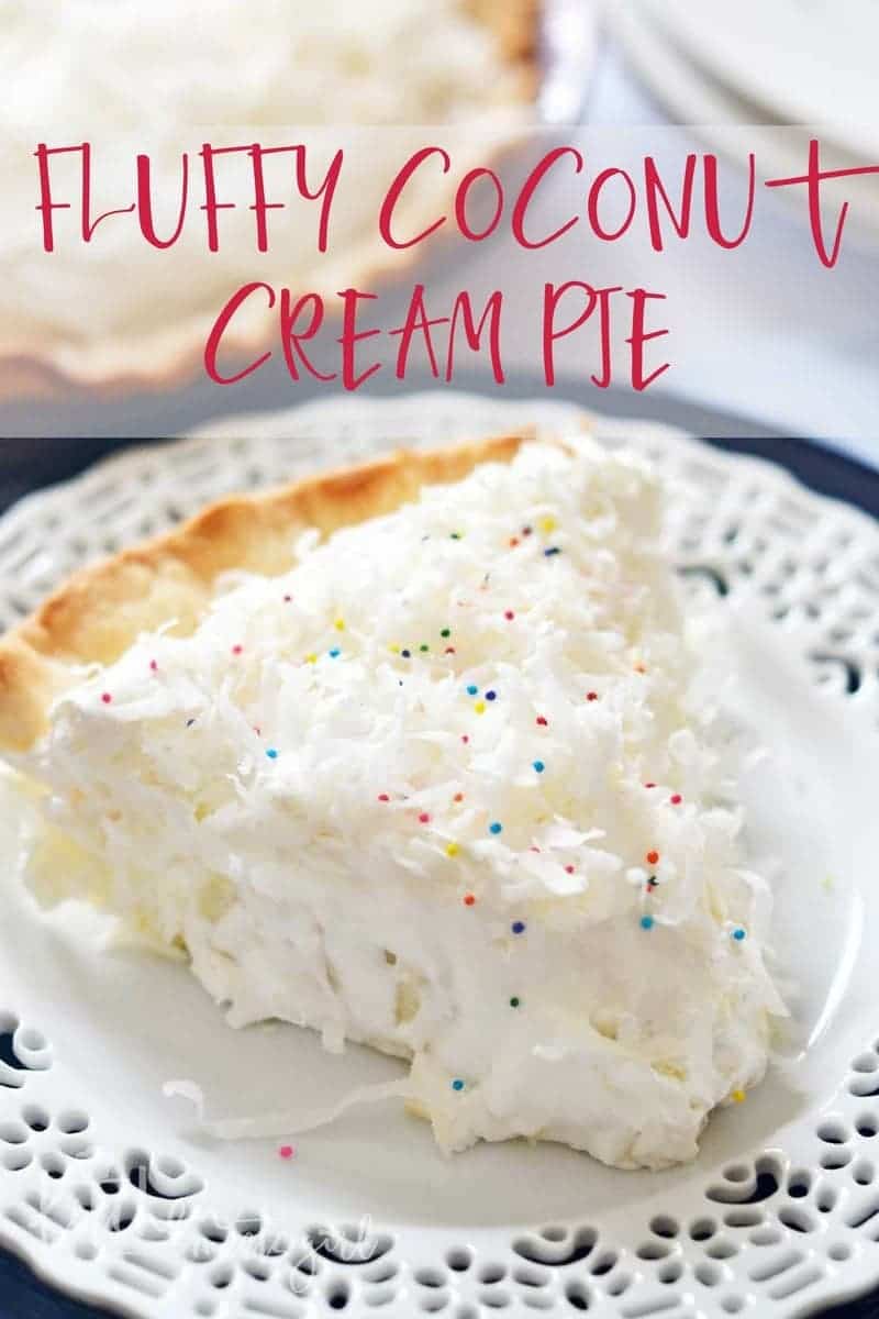 This Fluffy Coconut Cream Pie is simply divine!  The custard filling is rich and smooth, and using coconut milk and coconut extract gives it an extra creamy burst of coconut flavor.  Topped with homemade whipped cream, this pie is a must make any time of the year.