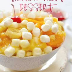 You'll fall in love with this easy to make Tropical Fruit Dessert this summer!  So cool and light, it's perfect for entertaining on a hot day and only takes a few minutes to mix up!