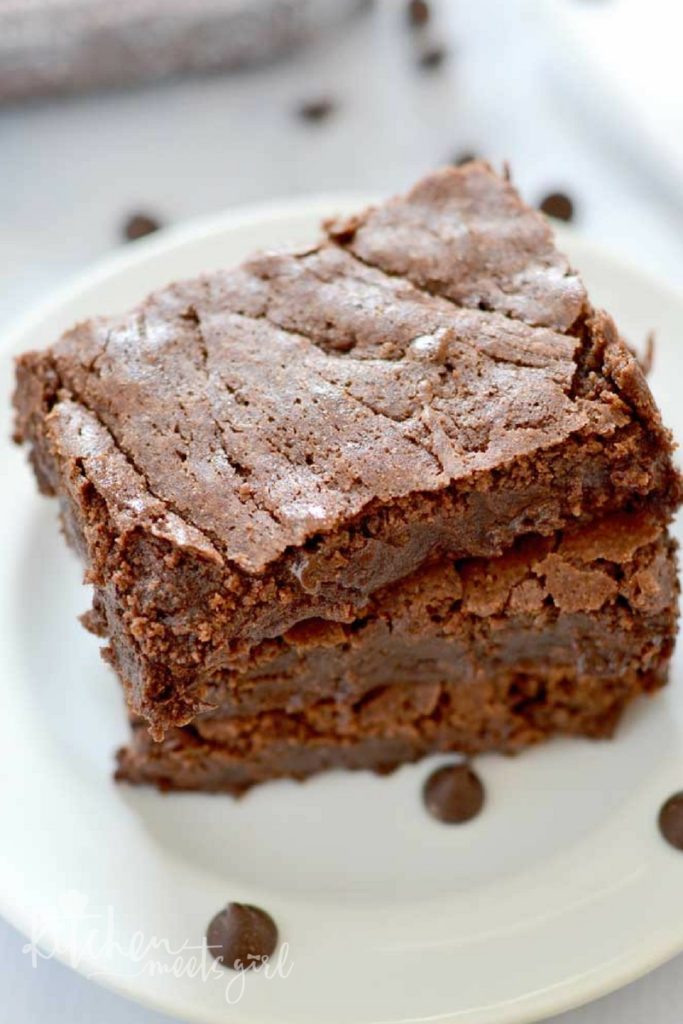 Double Chocolate One Bowl Brownies are a perfectly decadent treat that you won't be able to resist!  One bowl, five minutes, and a secret ingredient take these brownies over the top!