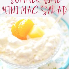 Need a side dish for those summer barbecues and potlucks that is sure to please?  This Summer time Mini Mac Salad fits the bill - it's packed with mini semolina pasta, pineapple, mandarin oranges, marshmallows, Cool Whip, and a sweet dressing.  Believe me: every bite is delicious! 